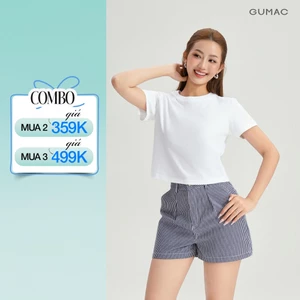 Áo Thun Nữ GUMAC Áo Phông Suông Dáng Lửng Croptop Trơn Cơ Bản Basic Cotton Mềm Mịn Thoáng Mát LATG06097