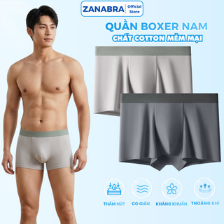 Quần lót Boxer nam cotton co giãn 4 chiều thấm hút thoáng khí, Quần sip đùi cạp dệt đáy lót 2 lớp ZANABRA N777