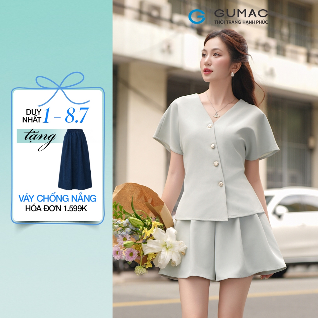 Set lẻ Áo kiểu nữ GUMAC tay cánh dơi  AF01025 - Quần A xếp ly  SHF01026