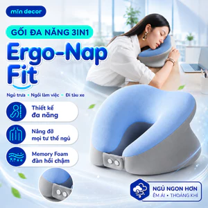 Gối Đa Năng Memory Foam Ergo-Nap Fit Mịn Decor, Gối Hỗ Trợ Chống Đau Mỏi Cổ Dùng Làm Gối Ngủ Trưa, Kê Cổ,