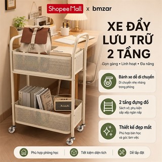 Xe Đẩy Đựng Đồ Ăn Vặt 2 Tầng Thép Carbon Cao Cấp Kệ Để Đồ Đa Năng Không Gian Rộng