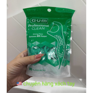 🇺🇸 TĂM CHỈ GUM PROFESSIONAL CLEAN HƯƠNG BẠC HÀ 90cay cây (gói 90 CÂY )