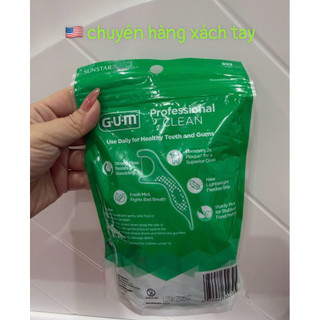 🇺🇸 TĂM CHỈ GUM PROFESSIONAL CLEAN HƯƠNG BẠC HÀ 90cay cây (gói 90 CÂY )