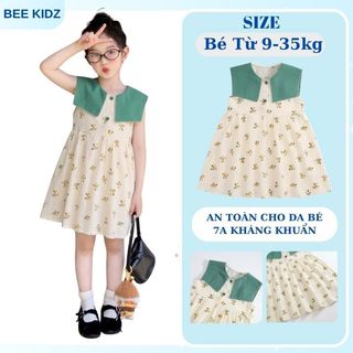 Váy Cho Bé Gái, Váy Sát Nách Thiết Kế Cổ Viền Xinh Tiểu Thư Cho Bé Họa Tiết Hoa Nhí Đáng Yêu