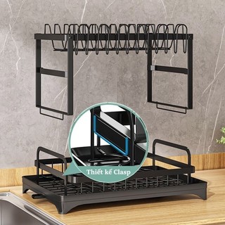 Giá Để Chén Đĩa Nhà Bếp Thép Carbon, Giá Để Ráo Nước 2 Tầng, Đựng Chén Đĩa, Dụng Cụ Nhà Bếp