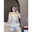 Pizama đùi cổ bèo túi in hello kitty