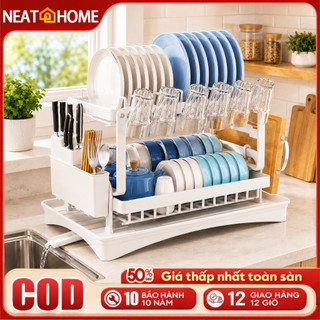 Giá Để Chén Đĩa Nhà Bếp Thép Carbon, Giá Để Ráo Nước 2 Tầng, Đựng Chén Đĩa, Dụng Cụ Nhà Bếp