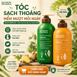 Dầu gội gừng sả thiên nhiên cỏ cây hoa lá giảm tóc gãy rụng, Combo Dầu Gội Dầu xả cho tóc bết dầu
