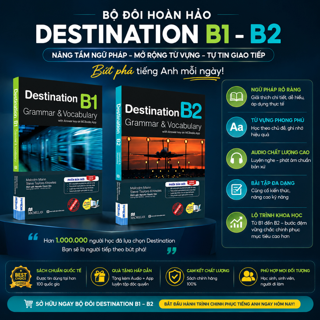 Combo Sách - Destination B1 & B2 Grammar and Vocabulary - Phiên bản mới 2024 MCBooks
