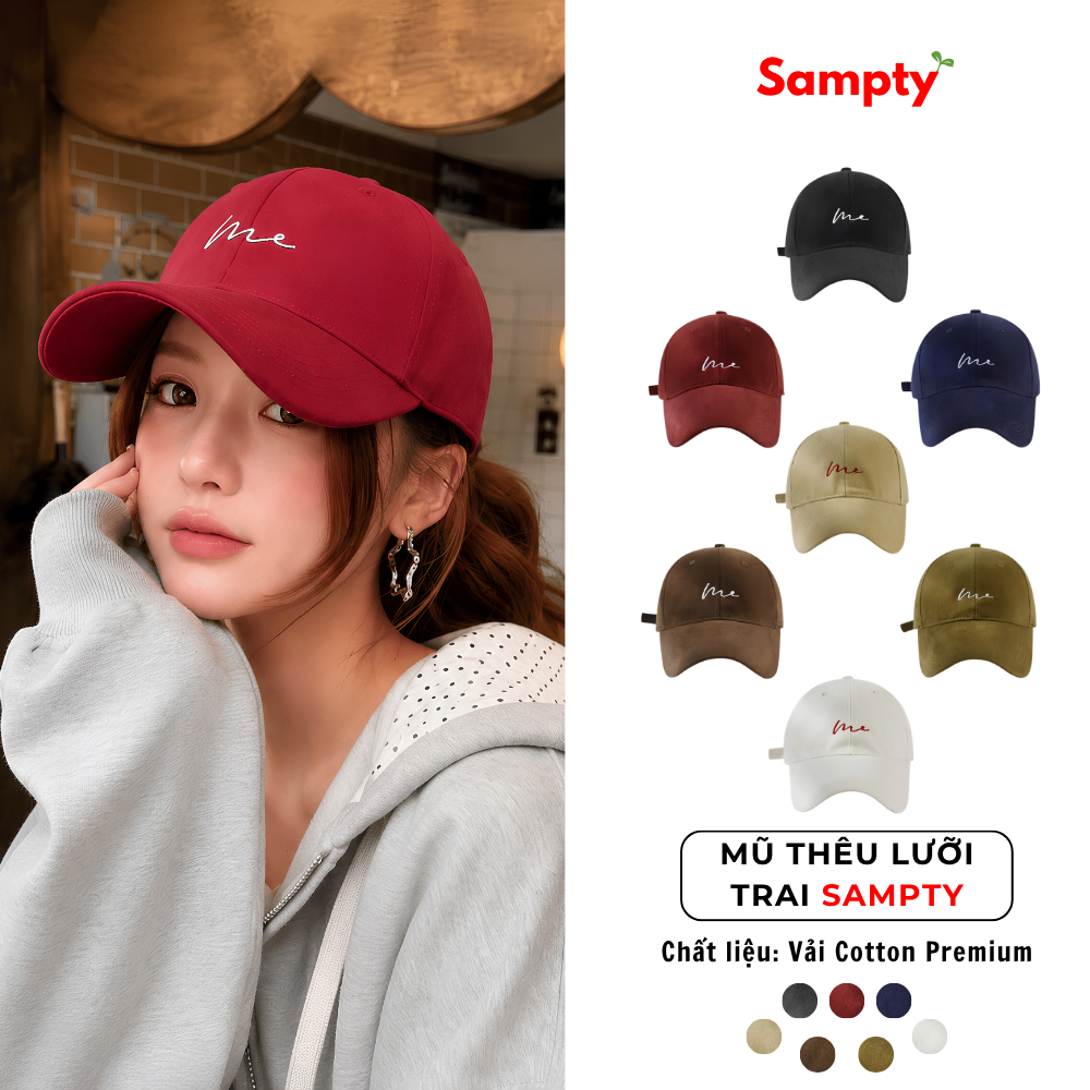 Mũ Lưỡi Trai 𝐒𝐚𝐦𝐩𝐭𝐲 Cotton Phong Cách Casual Thêu Me Basic Đi Học Đi Chơi Thời Trang Nữ 2026