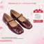 - Giày búp bê nữ hottrend balletcore đế bệt phối nơ màu đỏ - EL079