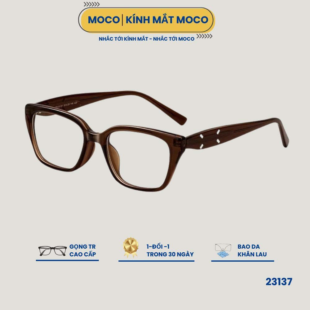 Kính Mắt Gọng Vuông Nữ MOCO 23137 Thời Trang, Gọng Kính Vân Gỗ Cao Cấp, Kính Chống Ánh Sáng Xanh