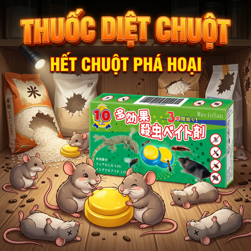 🐭 Thuốc diệt chuột 10 viên/hộp, diệt chuột nhanh, mồi dẫn dụ hiệu quả cho gia đình và nhà kho