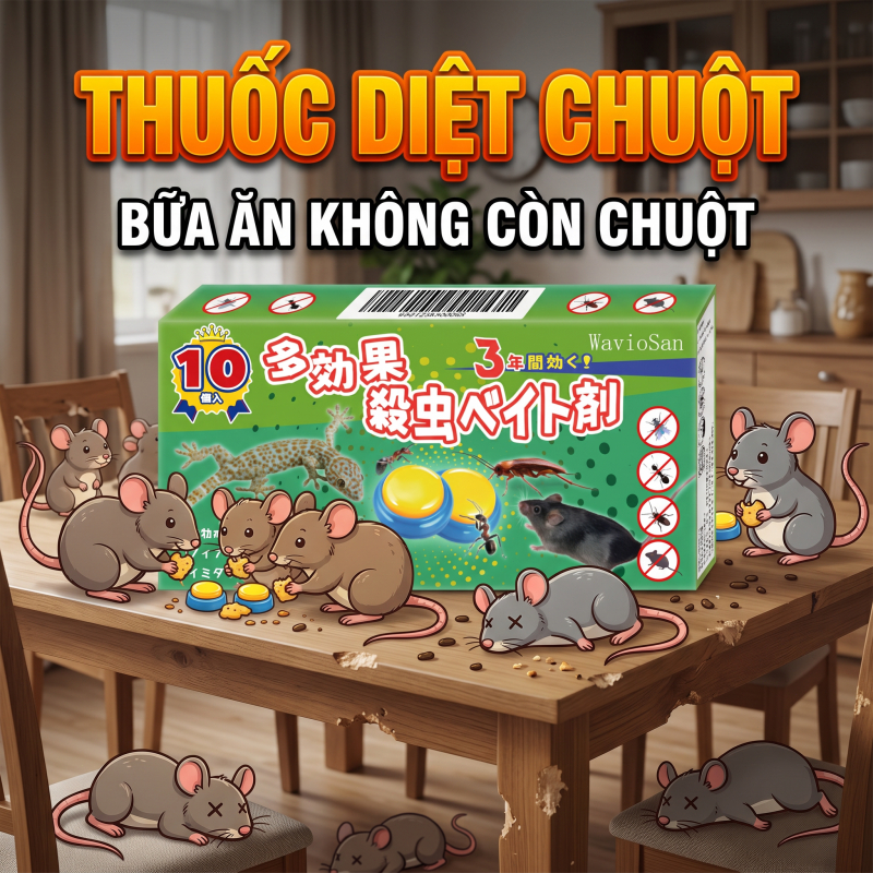 🐭 Thuốc diệt chuột dạng viên 10 viên, mồi dẫn dụ chuột, sử dụng đơn giản