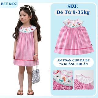 Váy Cho Bé Gái, Váy Sát Nách Cho Bé Gái Thiết Kế Cổ Bèo Dáng Chữ A Họa Tiết Dễ Thương