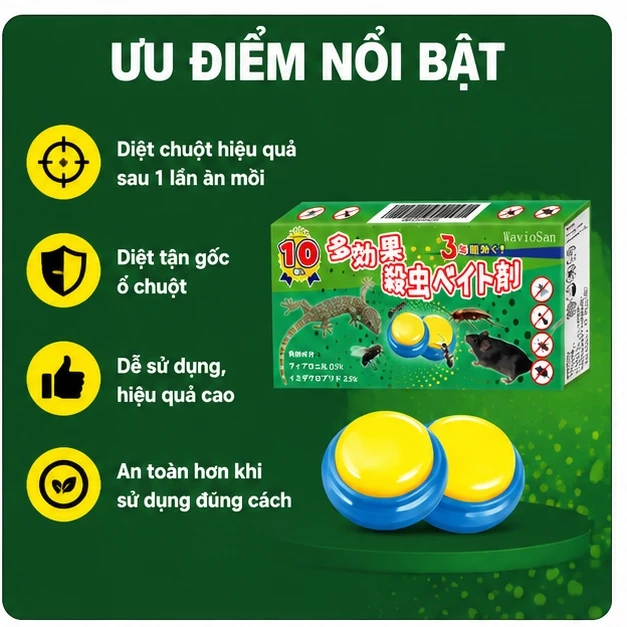 🐭Thuốc Diệt Chuột 10 Viên Mồi Diệt Chuột Hiệu Quả Dùng Cho Nhà Kho Ô Tô Hỗ Trợ Kiểm Soát Chuột