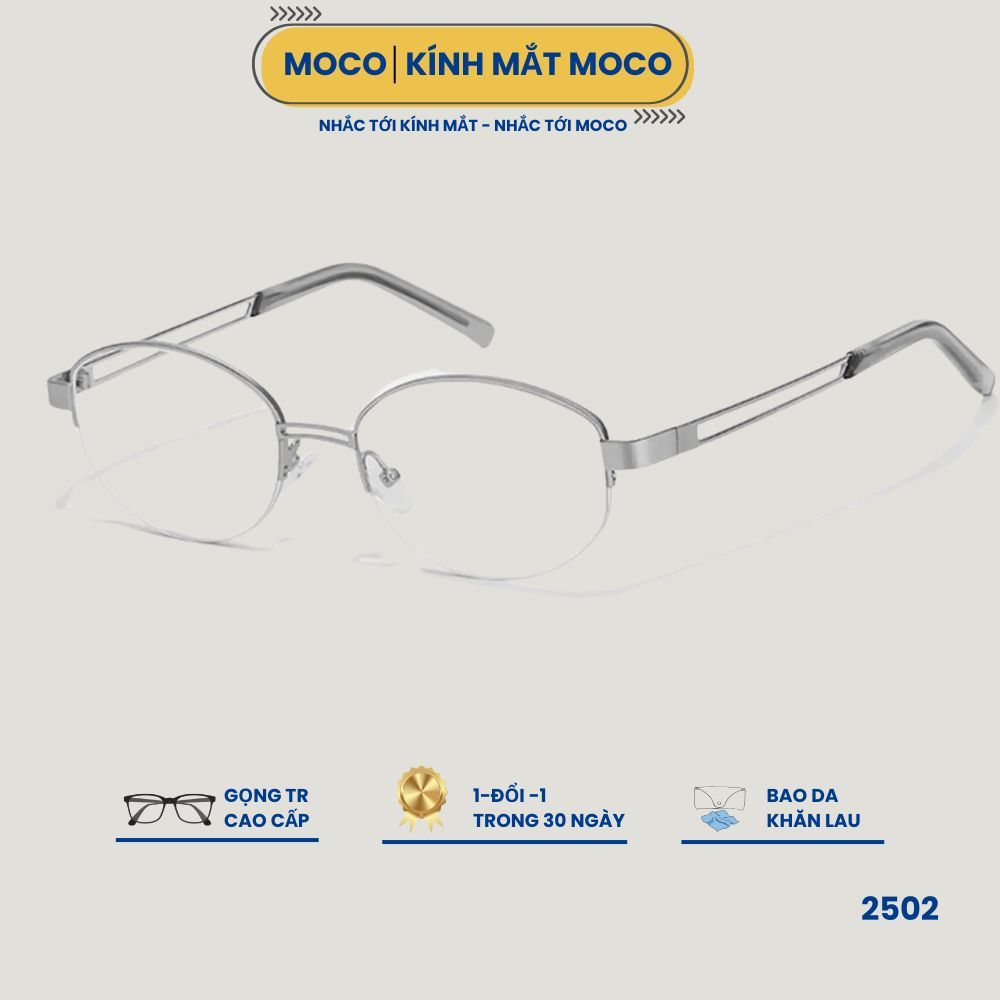 Kính Mắt Thời Trang MOCO 2502 Form Oval Chống Ánh Sáng Xanh, Kính Nửa Vành Lắp Cận Hợp Mọi Dáng Mặt