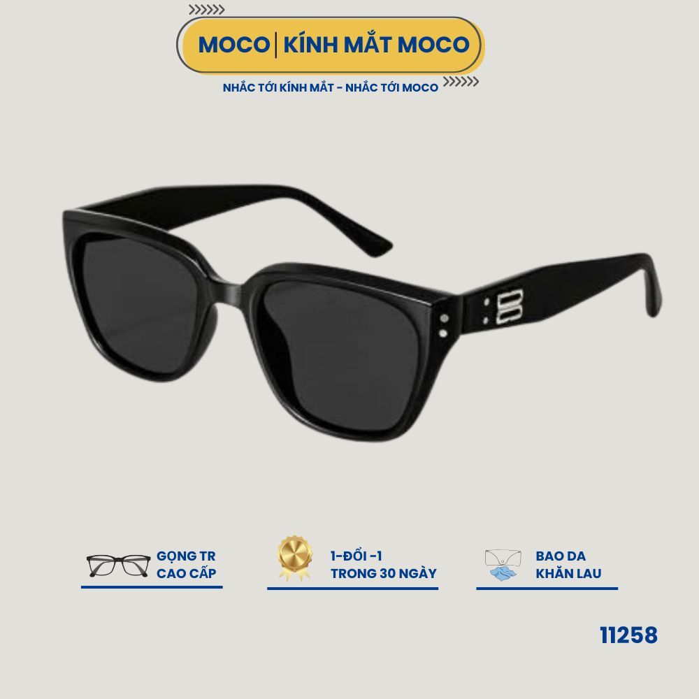 Kính Mát Vuông MOCO Cao Cấp Chống Tia UV400, Gọng Nhựa Cao Cấp, Phong Cách Trẻ Trung Unisex-Mã 11258