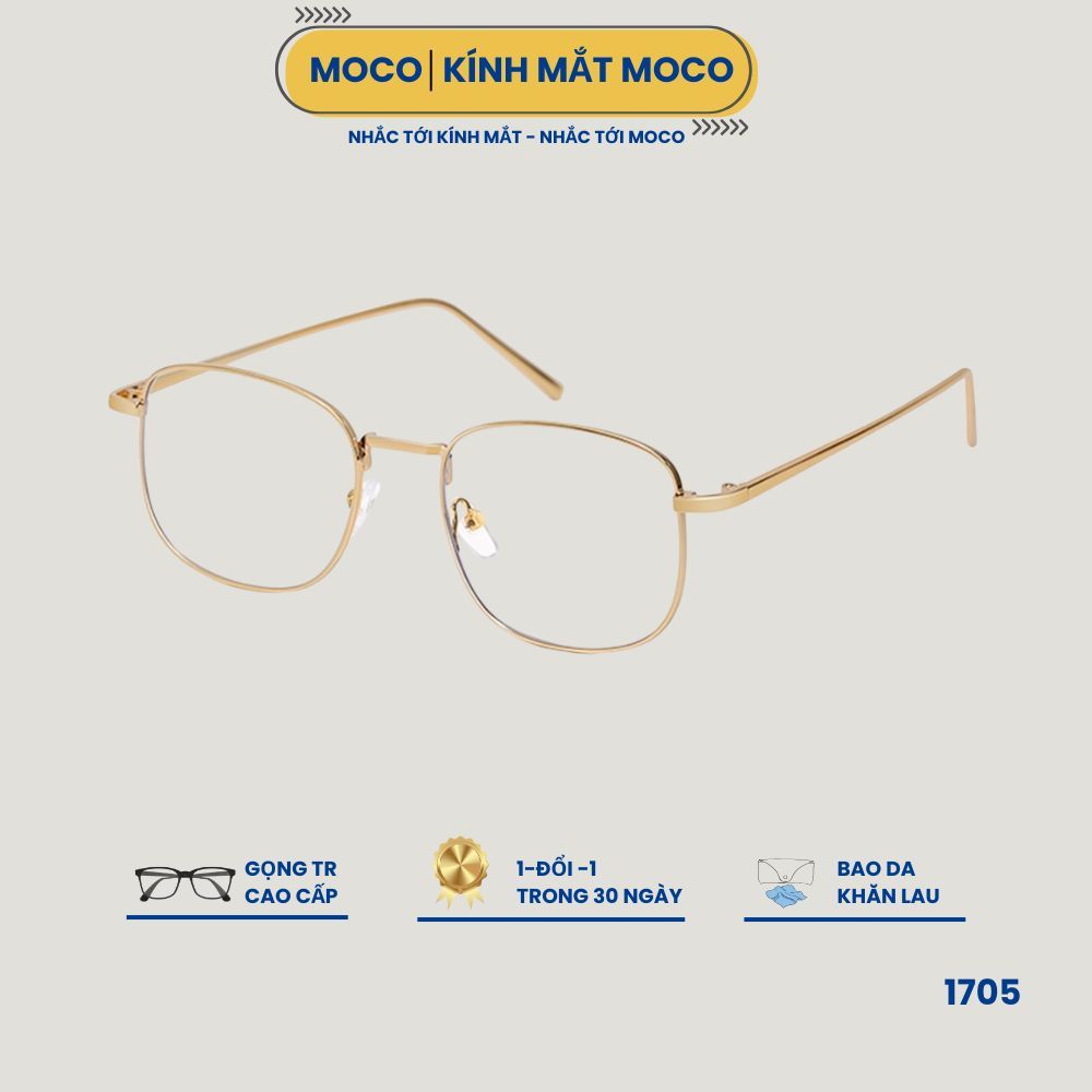 Kính Mắt Thời Trang MOCO 1705 Gọng Kim Loại Sang Chảnh, Chống Ánh Sáng Xanh, Lắp Tròng Cận