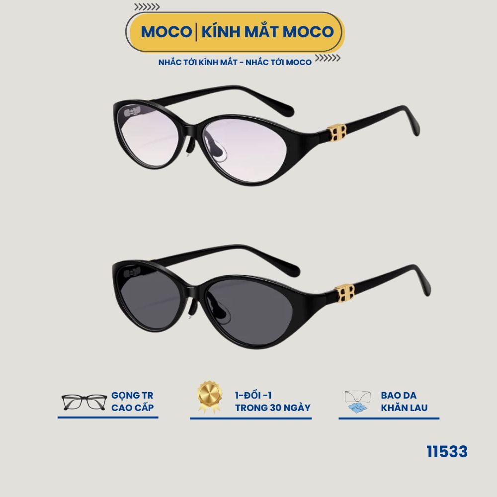 Kính Đổi Màu MOCO Kính Oval Thanh Lịch, Chống Ánh Sáng Xanh Và Tia UV, Tự Động Đổi Màu Ngoài Trời 11533