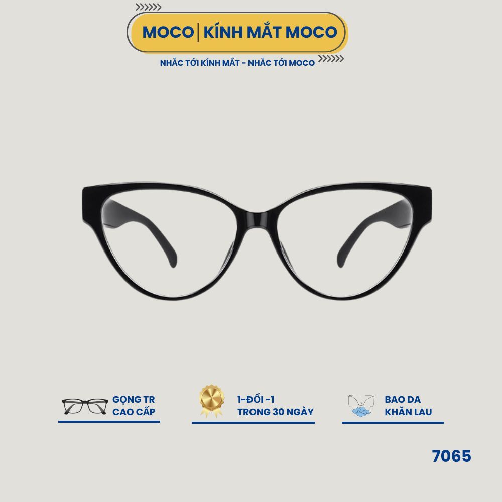 Kính Cận Thời Trang MOCO 7065 Form Mắt Mèo, Chống Ánh Sáng Xanh, Phong Cách Hàn Quốc
