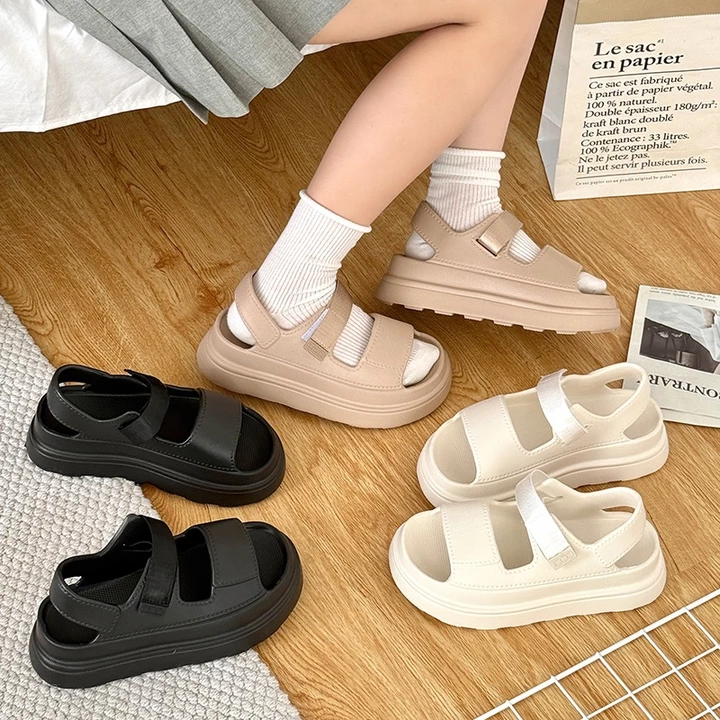 (LÙI SIZE) Dép Sandal Quai Hậu Nữ 2 Quai Ngang Đế Cao 6cm Quai Điều Chỉnh Đi Học Đi Chơi Phong Cách Cực Xinh