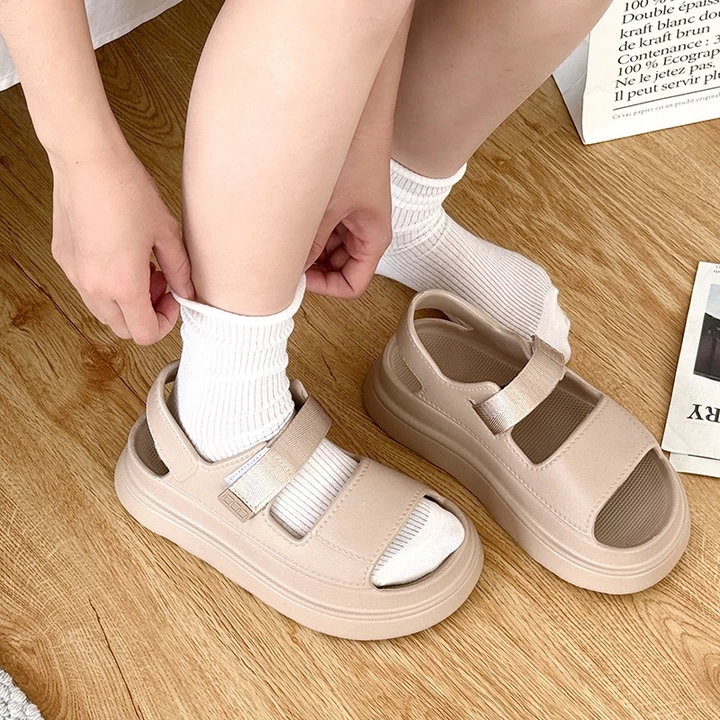 (LÙI SIZE) Dép Sandal Quai Hậu Nữ 2 Quai Ngang Đế Cao 6cm Quai Điều Chỉnh Đi Học Đi Chơi Phong Cách Cực Xinh