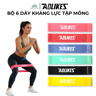 Bộ 6 dây kháng lực Mini band cao su Aolikes tập mông đùi, chân và tăng cơ lực sút cổ chân đá bóng
