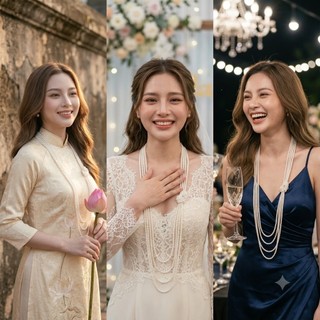[ DAISYN ] N691 dây chuyền mang áo dài , dây chuyền áo dài 4 sợi ngọc trai nhân tạo 4 li sang trọng cho nữ
