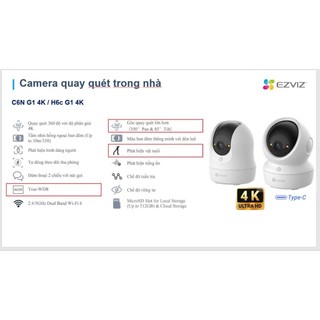 Camera wifi EZVIZ trong nhà H6C G1, C6N G1, C6N PRO, H6C PRO, TY7 đàm thoại 2 chiều phát hiện chuyển động