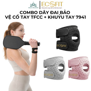 Combo Đệm Khuỷu Tay 7941 + Dây Đeo Cổ Tay TFCC ECOFIT, Bảo Vệ Khớp Khi Tập Gym, Cầu Lông, Pickelball