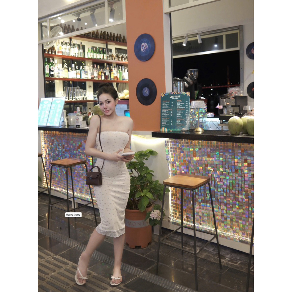 Đầm quây cup hoa dáng dài bánh bèo xinh lắm luôn