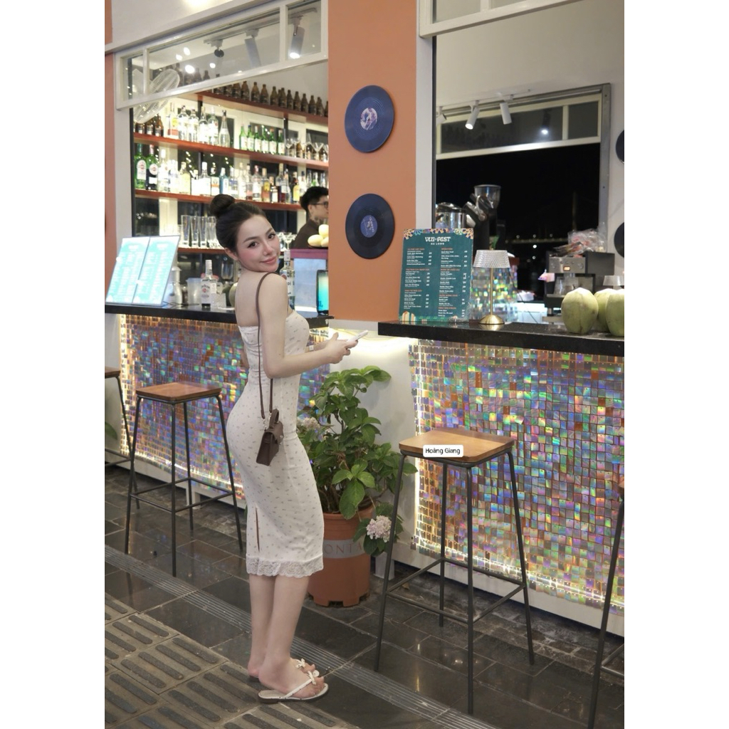 Đầm quây cup hoa dáng dài bánh bèo xinh lắm luôn
