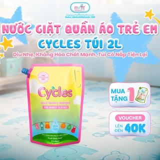 Nước Giặt Quần Áo Trẻ Em Cycles 2L – Dịu Nhẹ Cho Da Nhạy Cảm, Không Hóa Chất Mạnh, Túi Có Nắp Tiện Lợi