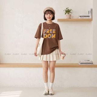 Áo Thun Nam Nữ Oversize 100% Cotton Cao Cấp CLARO - Chữ FREEDOM