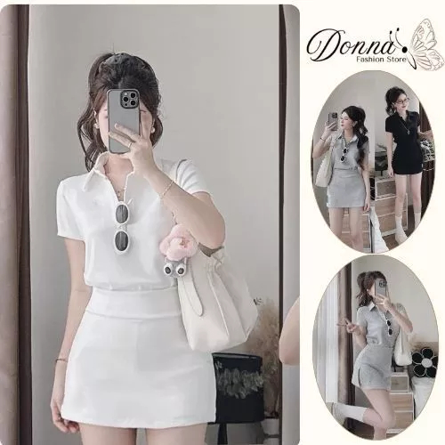 đồ bộ nữ, set váy nữ chất cotton cao cấp thêu ngựa 3 màu phong cách thể thao năng động Donna hcom25680