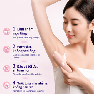 Máy Cạo Lông Nữ Toàn Thân VTT, Cạo Vùng Kín Bikini, Êm Ái Không Rát, Màn Hình LED, Chống Nước IPX7, Sạc Type C, CT03