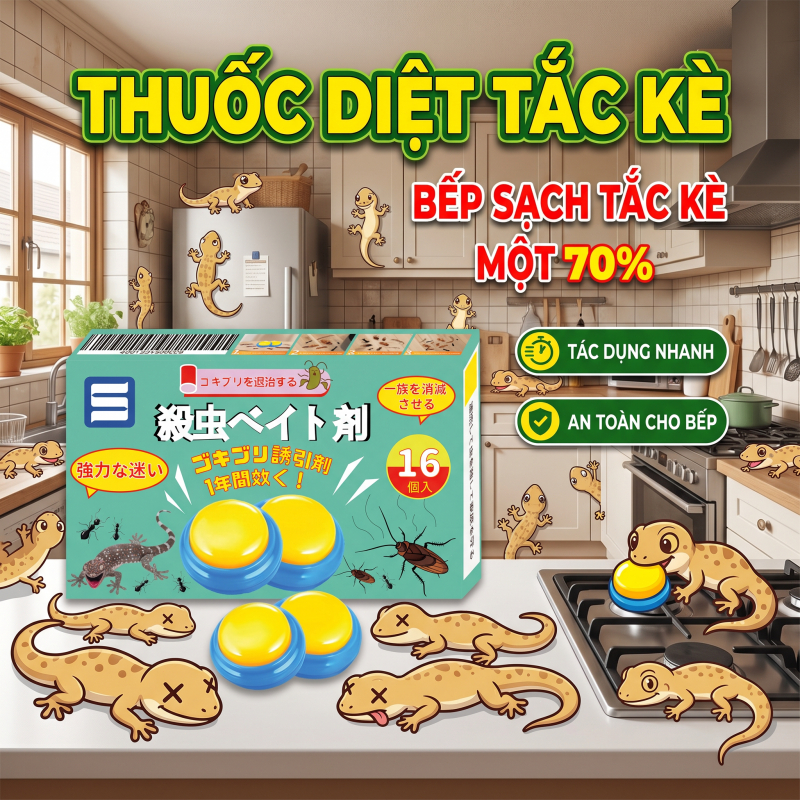 🦎 Bả diệt thằn lằn 16 viên, dễ đặt tại góc tường, trần nhà, phù hợp nhiều không gian trong nhà