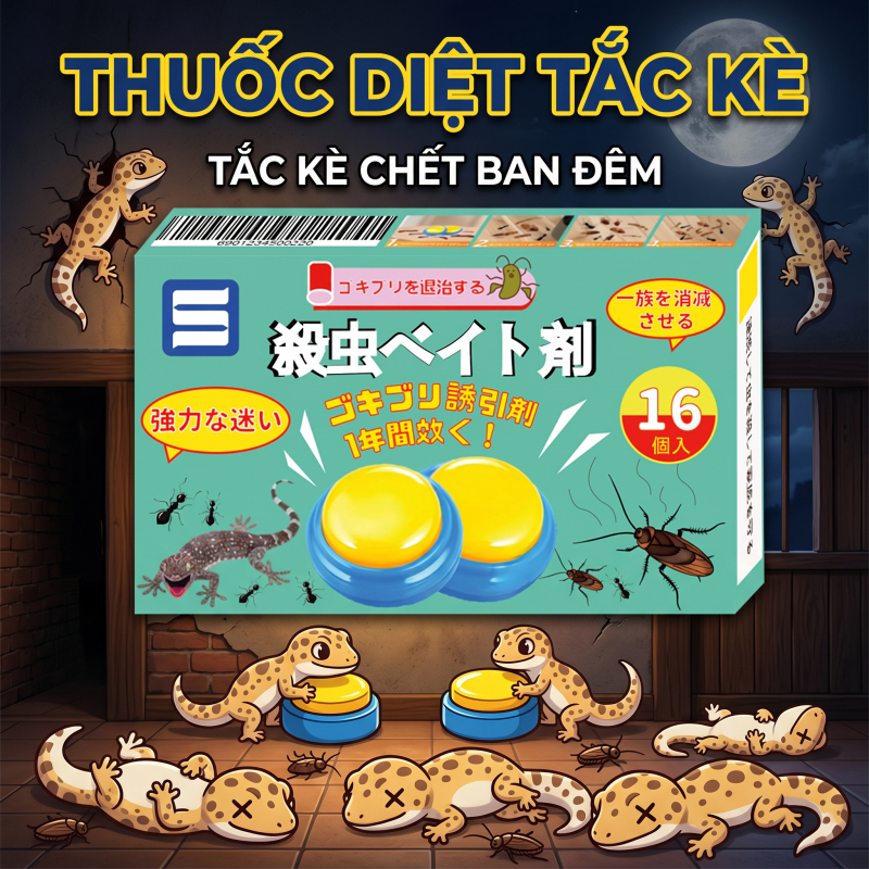 🦎 Thuốc bả thằn lằn 16 viên siêu tiện lợi, hỗ trợ giảm thằn lằn và côn trùng trong gia đình