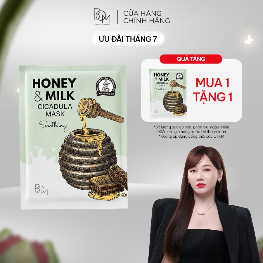[MUA 1 TẶNG 1] Mặt Nạ Làm Dịu Và Dưỡng Da Mềm Mại BOM Honey & Milk Soothing Cicadula Mask 25g