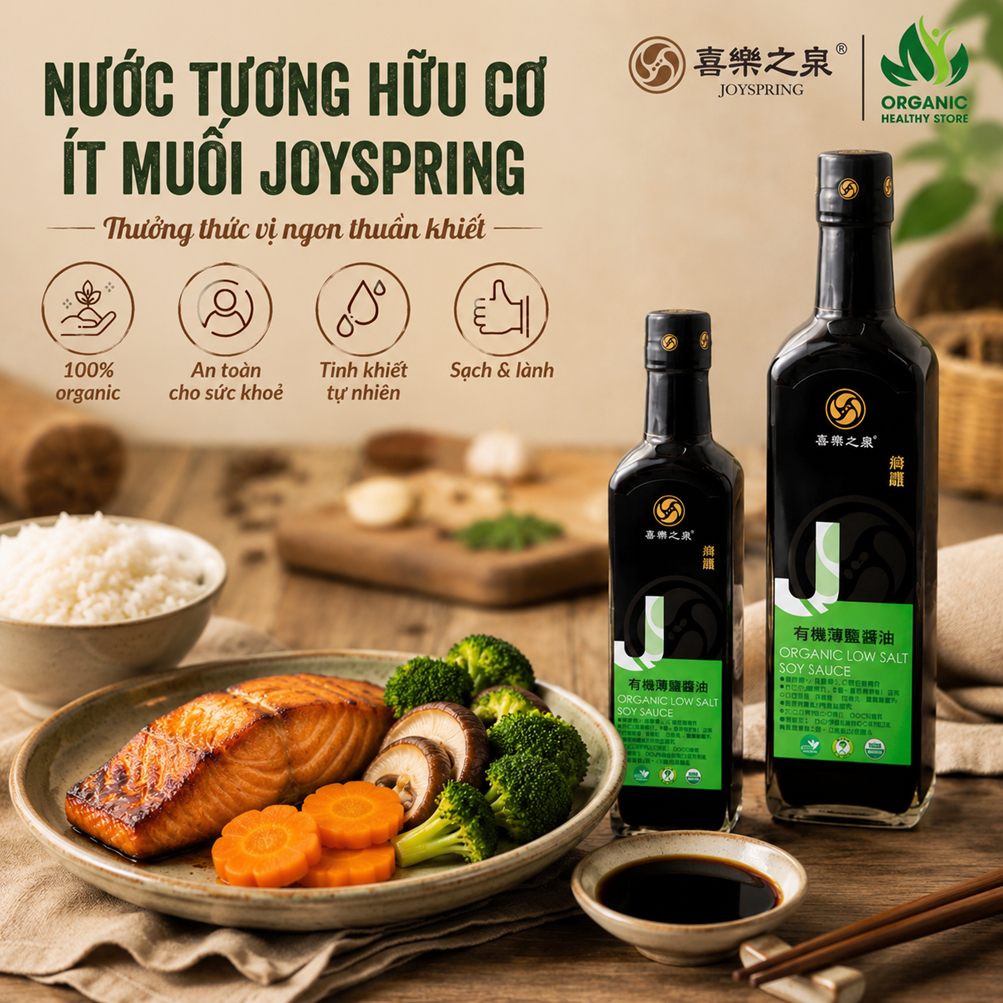 Nước tương hữu cơ ít muối JoySpring Organic Low Salt Soy Sauce