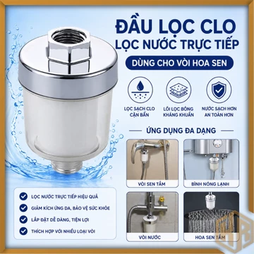 Đầu Lọc Nước Trực Tiếp Dùng Cho Vòi Sen, Đầu Lọc Clo Gắn Gắn Trực Tiếp Vòi Hoa Sen Với Lõi Lọc Kháng Khuẩn Cao Cấp