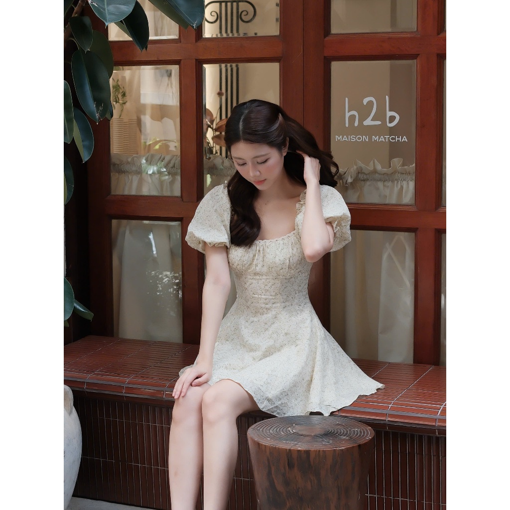 GIGI DRESS - VÁY CHỮ A TAY TÙNG PHỒNG HỌA TIẾT HOA