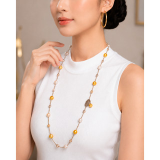 [N1111] Vòng Cổ Ngọc Trai Mặt Đá Lá Trẻ Trung Sang Trọng Phù Hợp Với Nhiều Dịp - DAISYN
