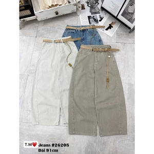 Quần Jeans Nữ Dáng Suông Cong Dài 91cm Chất Mềm Đủ Màu Tặng Kèm Đai #26205