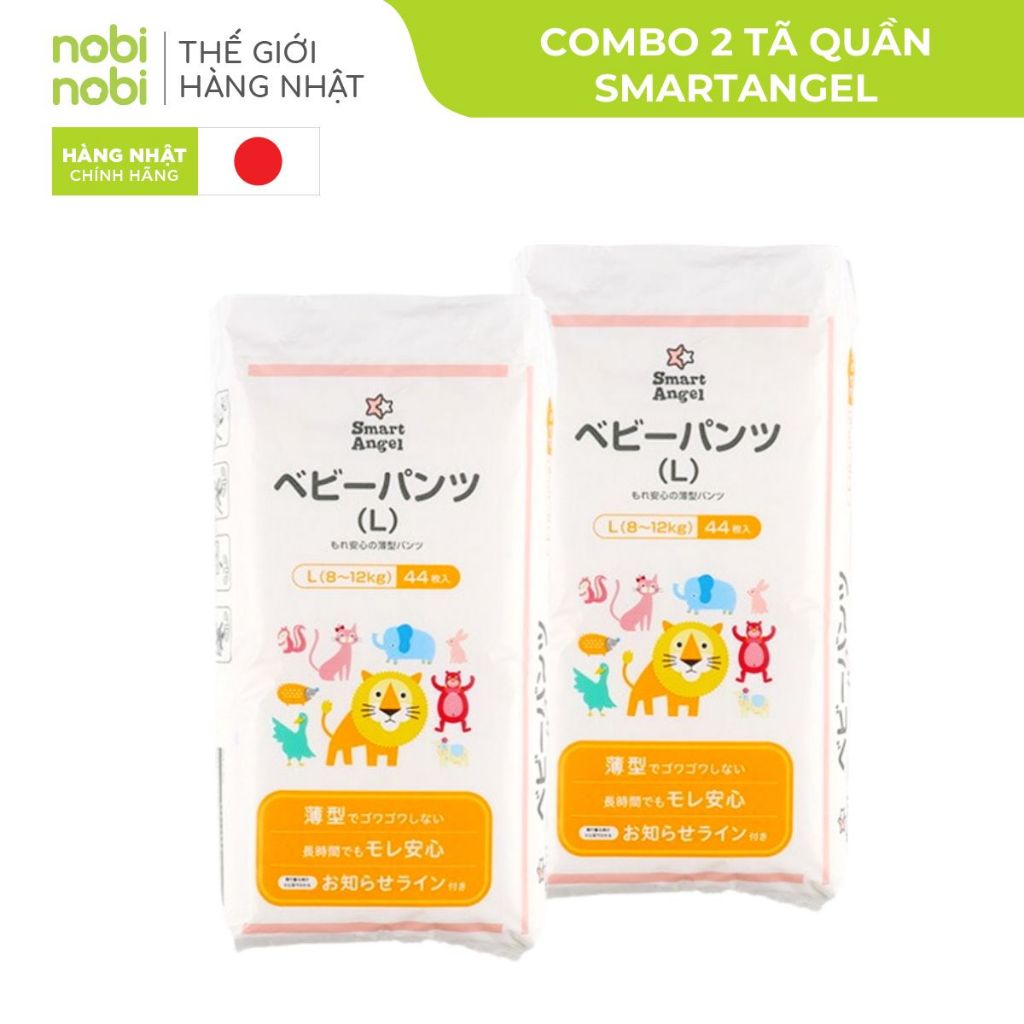 [TĂNG SIZE]  Combo 2 Bỉm Tã Quần SmartAngel Đệm Thông Khí 3D cho Bé L44/XL38/XXL36