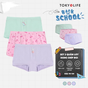 Set 3 quần lót bé gái 10-50kg TOKYOLIFE chíp đùi bé gái siêu co giãn, mềm mại, thấm hút