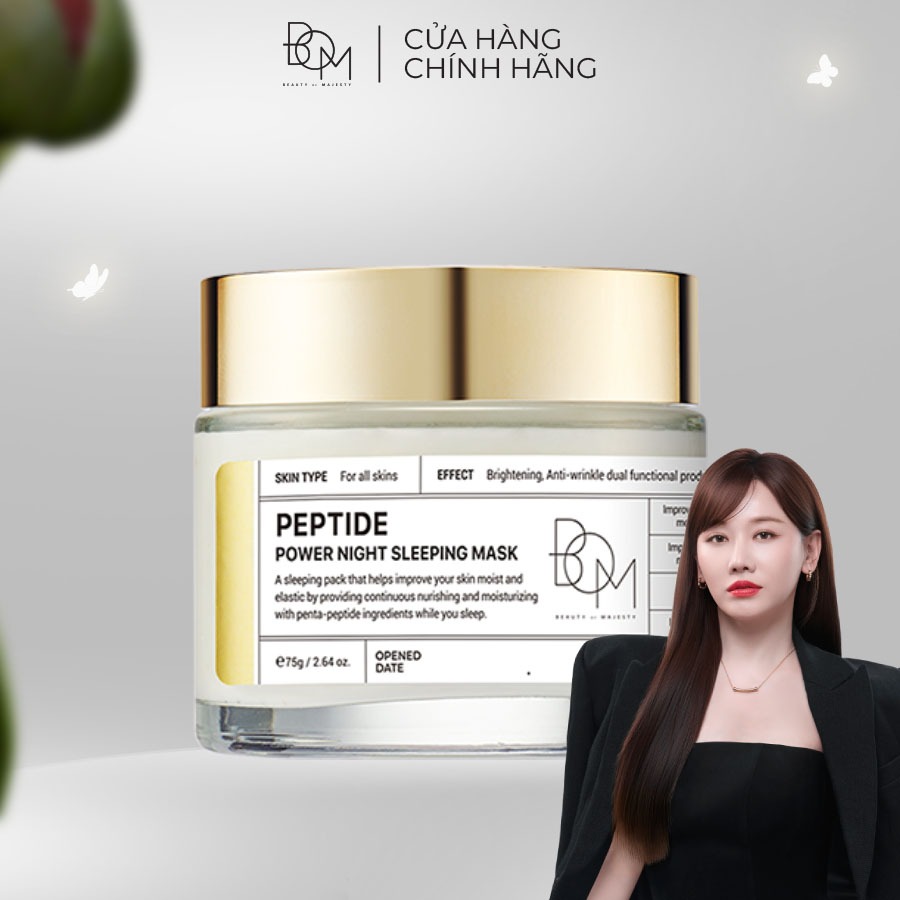 Mặt Nạ Ngủ Ban Đêm Làm Sáng, Làm Mờ Nếp Nhăn BOM Peptide Power Night Sleeping Mask - 75g