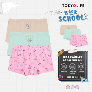 Set 3 quần lót cho bé gái TOKYOLIFE quần chip đùi cho bé mềm mịn thoáng mát 40005469