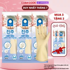 Bộ 3 Đôi Găng Tay Cao Su Tay Lửng Thương Hiệu BEIGL Ngọc Trai Size M